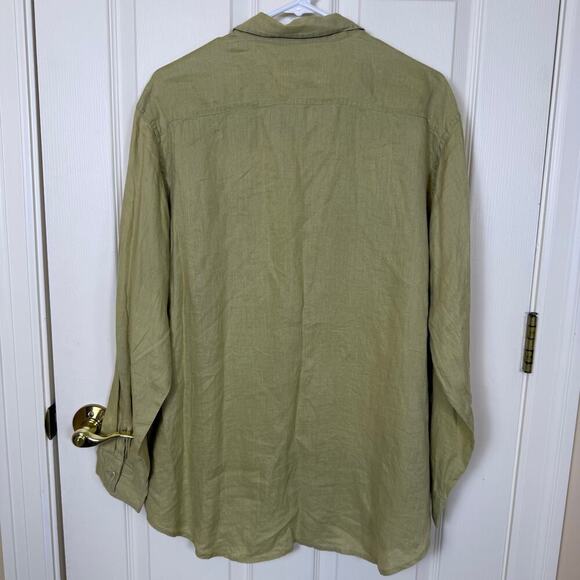 NY Khakis 100% Linen Tunic Large Button Down Lightweight EUC - Picture 2 of 5